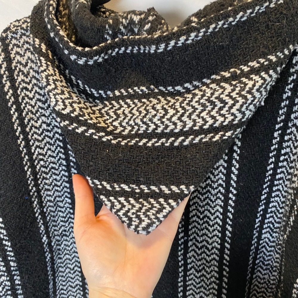 Baja Joe Mexican Baja Poncho‎ Hoodie Size Small Pullover Surfer Hippie Drug Rug - Picture 7 of 12